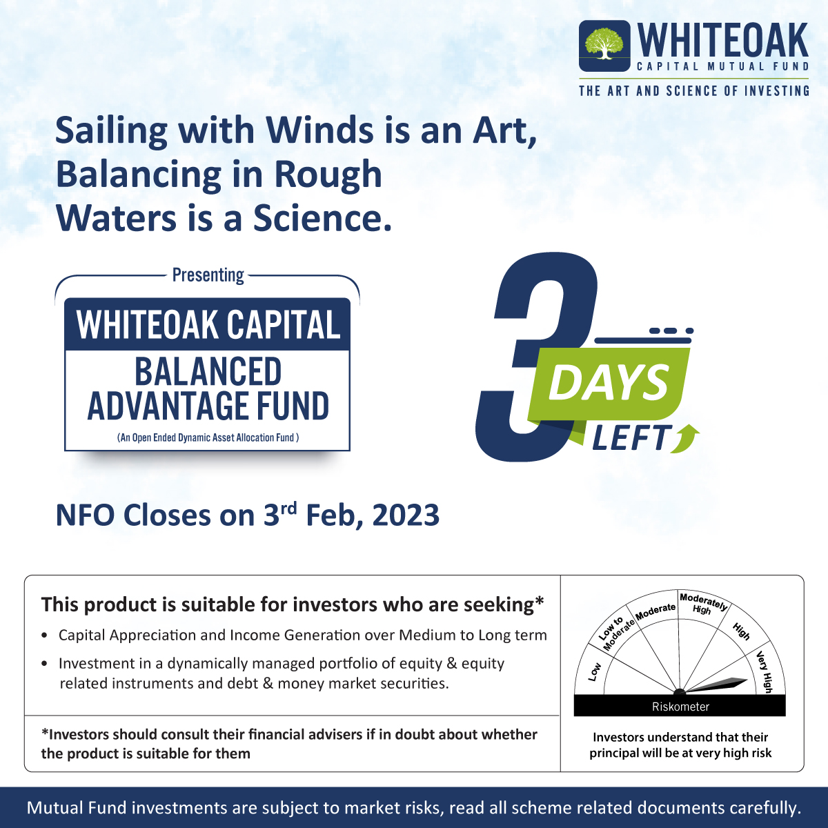 WhiteOakCap's tweet photo. Only 3 days left for #WhiteOakCapital Balanced Advantage Fund. #NFO closes on 3rd Feb. Invest now! https://t.co/c78TCTKS10
#WhiteOakCapitalMutualFund #WOCBAF #BalancedAdvantage #SmartInvesting #MarketVolatility #MutualFunds #EquityFund #Debt #Investment #Investing https://t.co/2BeTONXrGn