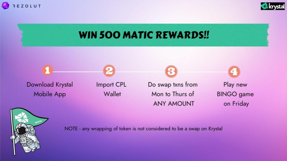 cpl_crypto's tweet photo. ❌Why wait for the last minute❌
✅Act now &amp; book your seat✅
💥Big game,Crazy rewards,this Friday💥

Steps to qualify:
1 Download Krystal app
2 Import CPL wallet in it
3 Do a swap @ best rates

Steps explained:
https://t.co/XnNKd4hcoX

#GameFi #cryptomarket #BSC #Polygon #Klaytn https://t.co/Hu4xLpZBE8