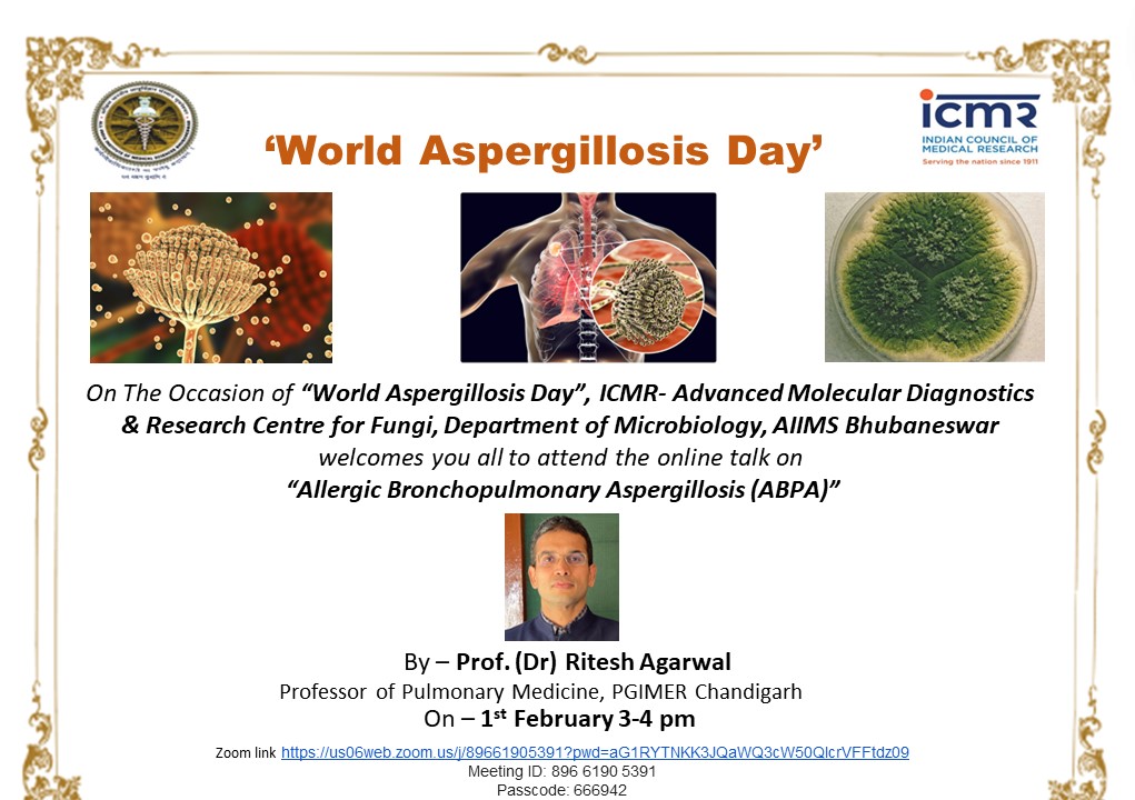 World Aspergillosis Day online Talk on ABPA by @riteshpgi arranged by @AIIMSBBSMycolab   #Mycology #IDMedEd  #worldaspergillosisday2023  #ThinkFungus #BeConcerned @dwdenning @JacquesMeis @arunaloke2 @mrshivaprakash @NandiniSethura1 @drgagandeepdr