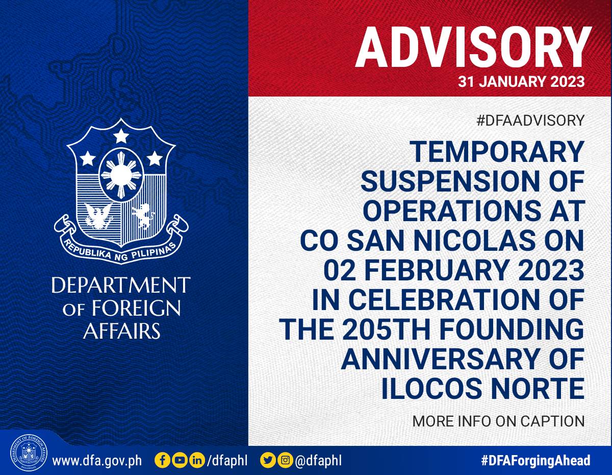 DFA Philippines 🇵🇭 on Twitter "‼️READ‼️ DFAAdvisory Temporary