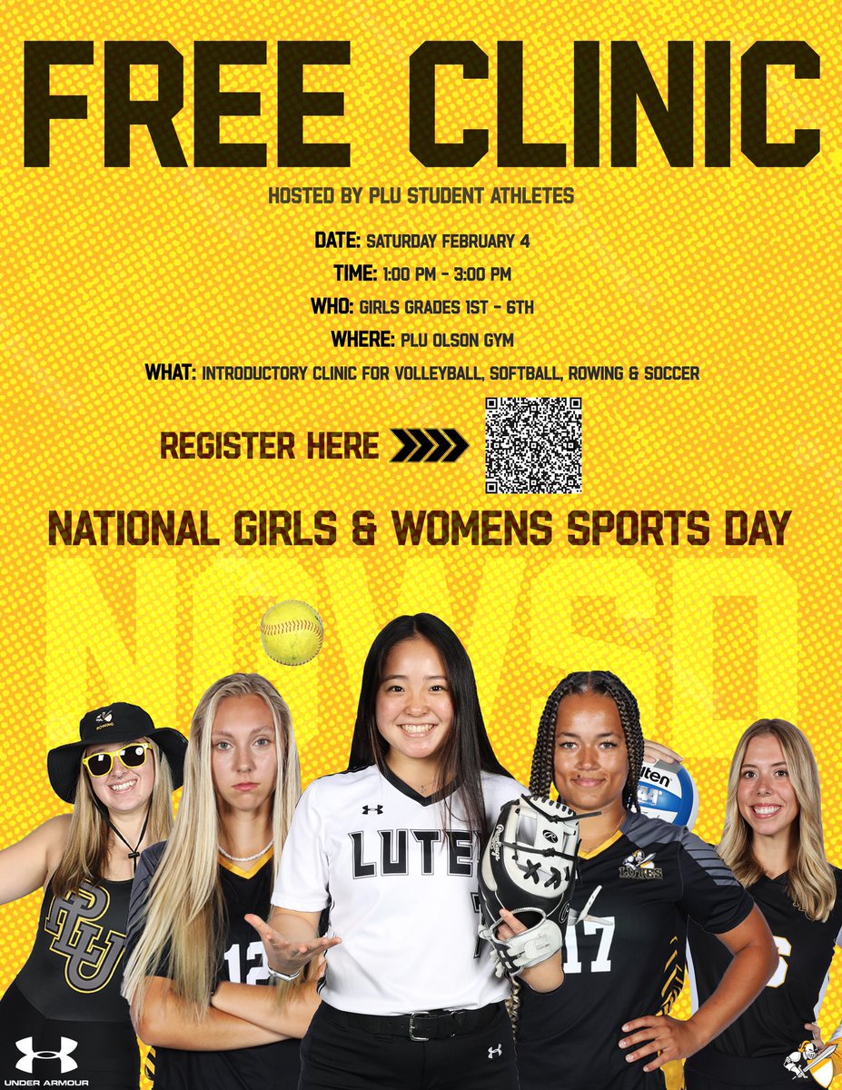 PLU_WSoc's tweet image. 🎺Coming this Saturday!!!🎺

Please check out our FREE Girls Sports ⚽️ Clinic to celebrate National Girls and Women in Sports Day and the 50th anniversary of Title IX.

Saturday, February 4th from 1-3 pm!

Go Lutes! ⚽️ 🥎 🏐 🚣‍♀️ 
#returnready