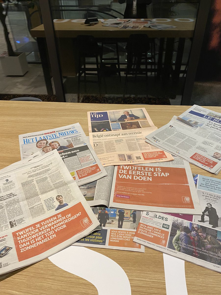 🧡Love the smell of media in the morning. 🙌🏼 Launch new brand campaign <a href="/INGBelgie/">ING België</a> <a href="/INGBelgique/">ING Belgique</a> <a href="/TBWAbelgium/">TBWA\Belgium</a> : ing.be/doen turning doubts of customers into action #doyourthing