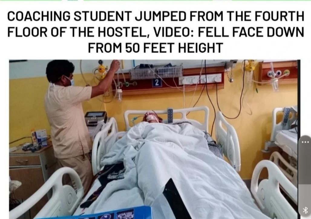JNSCtweets's tweet photo. This is really shocking and  very sad ,  #Kota #coaching #JEE student jumped from fourth floor on exam day, condition critical.
Who is responsible  for this?? https://t.co/1aJp4uVCND