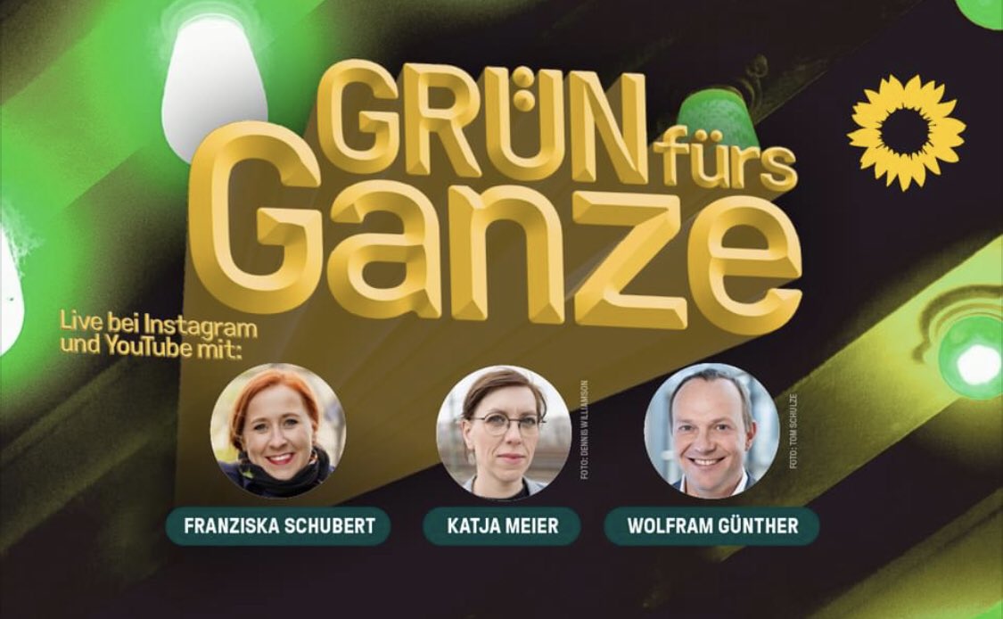 Heute Abend sitze ich mit <a href="/FranziskaOL/">Freen 🌻🇺🇦🇪🇺🌍</a> und <a href="/Ka_Meier/">Katja Meier</a> auf dem Grünen Sofa von <a href="/SaxGruen/">GrüneFraktionSachsen</a>. Livestream
👉 19 Uhr auf
👉 youtube.com/live/X20ZqOioo… und 
👉 instagram.com/gruenefraktion….
Ich freue mich! 💚💚💚