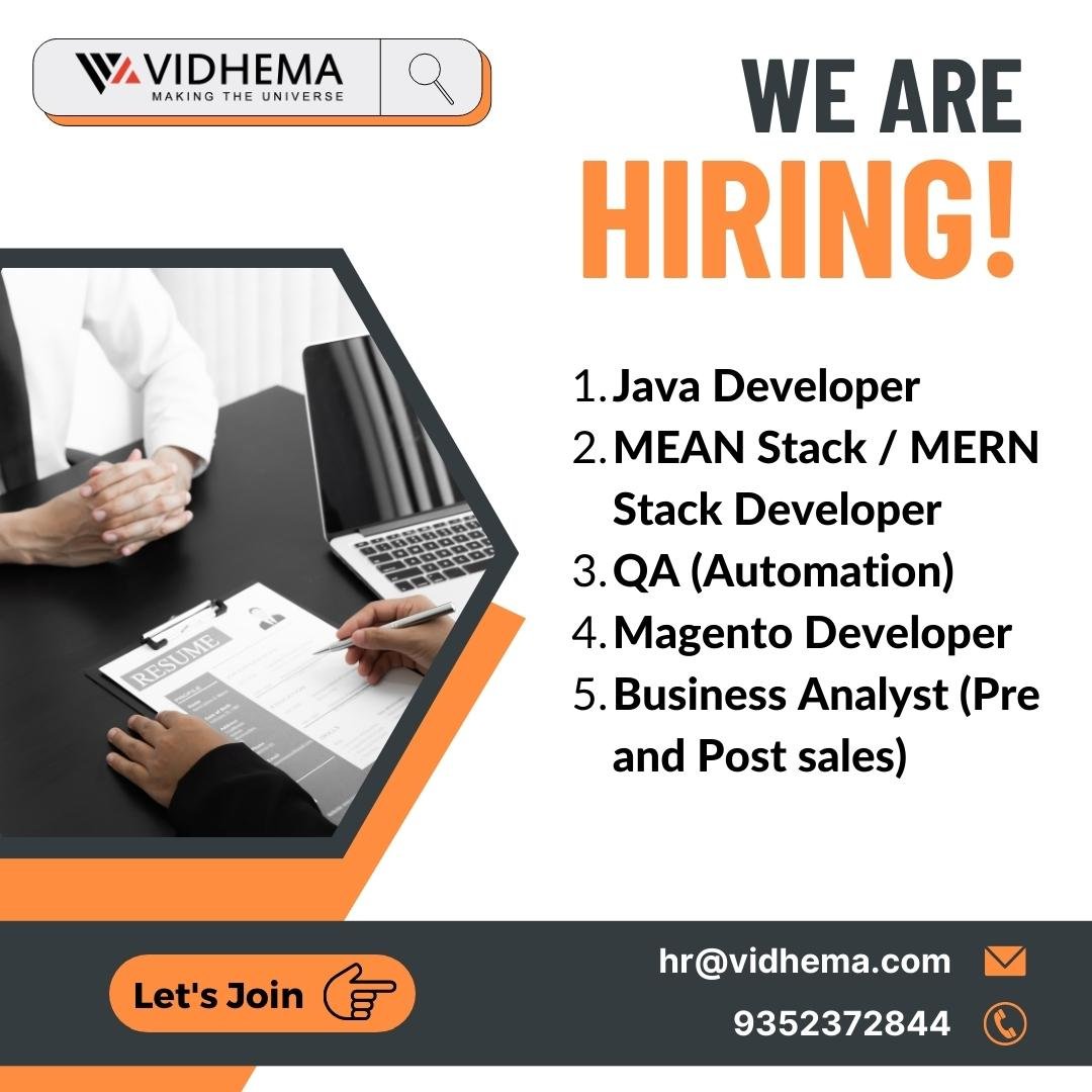 Vidhema1's tweet image. Vidhema Technologies is hiring! 

If you&apos;re looking for an opportunity to make a
real difference in a company with a great vision, we would like to hear from you. 

#hiring #hiringdesigners #hiringjavadeveloper #hiringmeanstackdeveloper #hiringqa #vidhema #vidhematechnologies