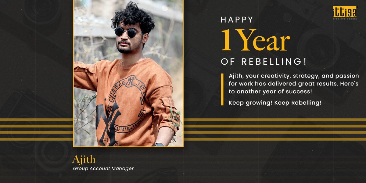ittisa_IN's tweet photo. Congratulations Ajith, Group Account Manager, for completing 1 year at Ittisa🥳👏
We are super proud to have you in the Rebels Fam and absolutely grateful for your amazing works.
Continue to inspire! Keep Rebelling!
#ittisa #creativerebels #workanniversary #accountmanager https://t.co/pIj98CKQul