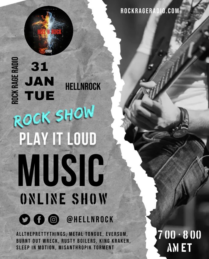 Hell & Rock (@hellnrock) on Twitter photo 🚨 #PlayItLoud
weekdays on Rock Rage Radio
🕖 From 7:00 to 8:00 AM ET
📻 Listen to Hell & Rock
🎸 <a href="/prettythingsNC/">alltheprettythings</a> | <a href="/Tongueoficial/">Metal Tongue</a> | #Eversum <a href="/BurntWreck/">Burnt Out Wreck</a> |<a href="/rustyboilers/">RUSTY BOILERS</a> | <a href="/KINGKRAKENUK/">KING KRAKEN</a> | #SleepinMotion | <a href="/BandTorment/">Misanthropik Torment Band</a>
rockrageradio.com 🚨 #PlayItLoud
weekdays on Rock Rage Radio
🕖 From 7:00 to 8:00 AM ET
📻 Listen to Hell & Rock
🎸 <a href="/prettythingsNC/">alltheprettythings</a> | <a href="/Tongueoficial/">Metal Tongue</a> | #Eversum <a href="/BurntWreck/">Burnt Out Wreck</a> |<a href="/rustyboilers/">RUSTY BOILERS</a> | <a href="/KINGKRAKENUK/">KING KRAKEN</a> | #SleepinMotion | <a href="/BandTorment/">Misanthropik Torment Band</a>
rockrageradio.com