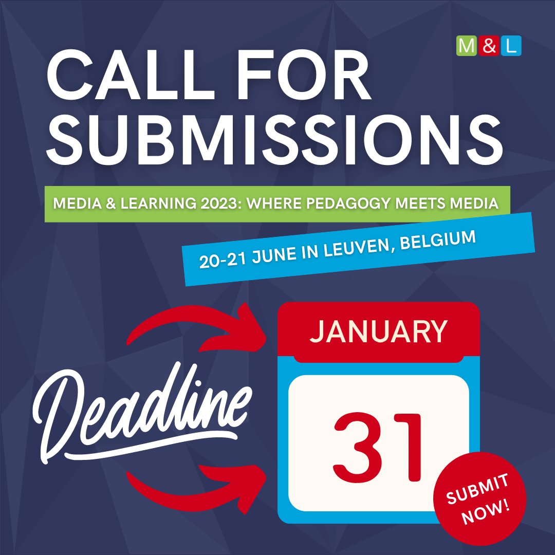 ⚠️Last day to submit your proposal!⚠️ For more information and to submit your proposal visit ➡️media-and-learning.eu/event/media-le… #MandL23 #HigherEd #EdTech
