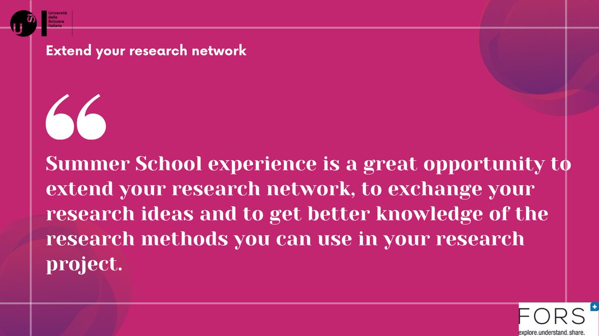 What did previous participants have to say about the Summer School? All good things! #SSM2023 

Register soon to secure your place usi.ch/en/education/l…