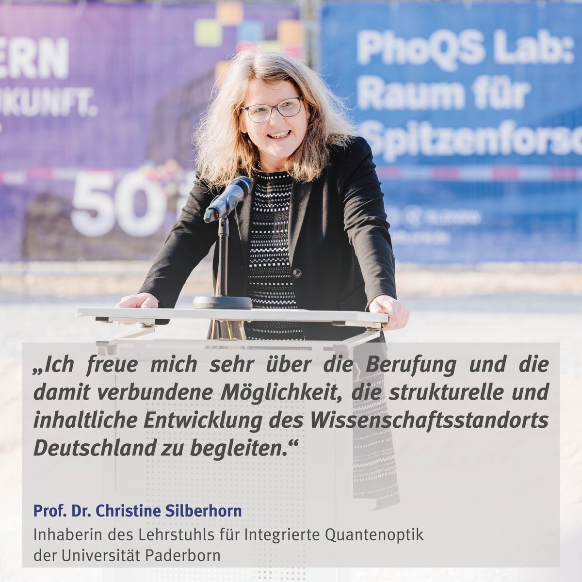 unipb's tweet photo. Prof. Dr. Christine Silberhorn, Leiterin des Instituts für Photonische #Quantensysteme und Inhaberin des Lehrstuhls für Integrierte #Quantenoptik an der UPB, wurde in den #Wissenschaftsrat (@WissRat) berufen: ➡️ https://t.co/DvmCQ46qE1 https://t.co/TqOHfJoEZi