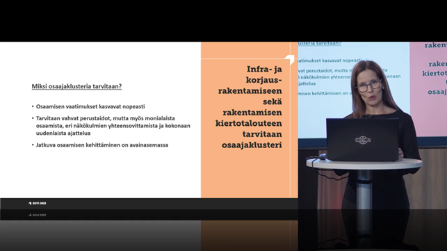 #ROTI-2023 hankkeen #Koulutus ja kehitys -paneelin pj @mirjaillikainen (@UniOulu) esiintymisvuorossa. Yksi paneelin toimenpide-ehdotuksista kielitaitovaatimus; #KIRA-alalla pystyttävä toimimaan paremmin englannin kielellä. ROTI2023 -raportti nyt julki👉 roti.fi