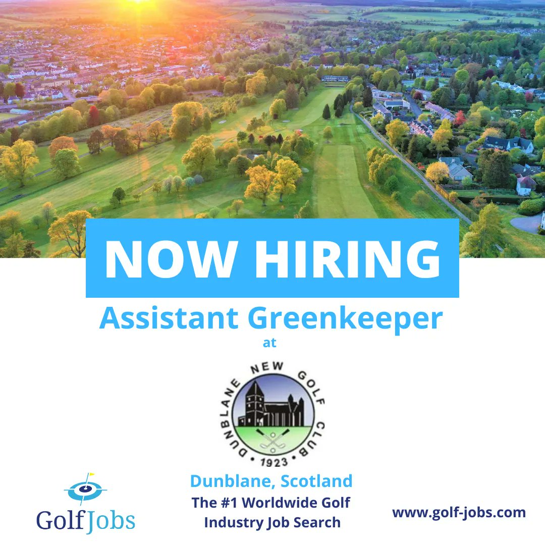 ⛳️JOB ALERT⛳️ Dunblane New Golf Club is 'new' because until 1922 golf was played on a small nine-hole course adjorning the River Allan. The club is looking for an Assistant Greenkeeper. Visit: bit.ly/3HIBUpM #GolfJobs