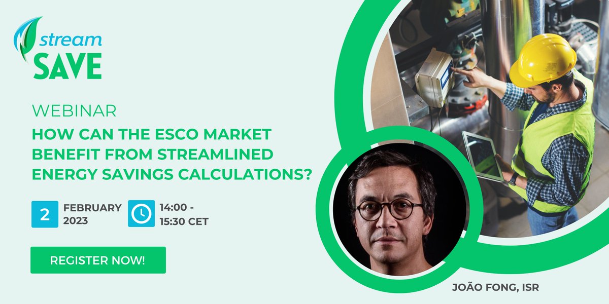 stream_save's tweet image. 🖥️ Join us on Thursday 2 February to learn more about the #streamSAVE guidance and platform. João Fong (ISR) will present streamlined energy savings calculations for small scale heat pumps.

🔗 bit.ly/400VWCQ

#H2020EE #energysavings