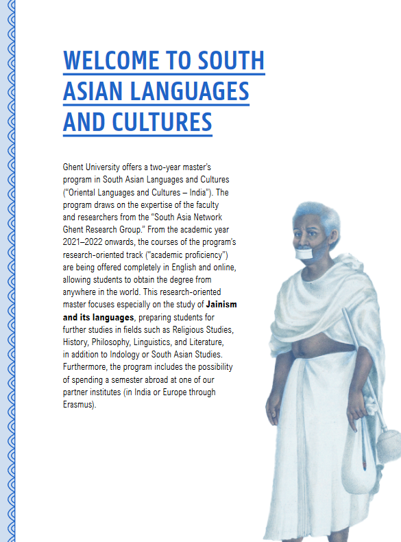 GentIndia's tweet photo. Next Mon, Feb. 6, 15:00 CET (19:30 IST) we hold an infosession about our online MA program in Indian studies (register: https://t.co/e69y95dcl9). **NEW**: 2 fee-waiver fellowships!! Check out our brochure: https://t.co/eGpunSVygZ. Feel free to share with anyone who. #jainstudies https://t.co/o8YgdJK7hy