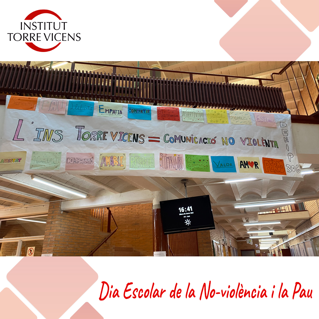 📆El passat dia 30 de gener vam celebrar el DENIP - Dia Escolar de la No-violència i la Pau, amb activitats diverses, des de cartells a les aules de 1r-2n d'ESO, a cançons, pòdcasts, un manifest i cartells en el centre.🕊️