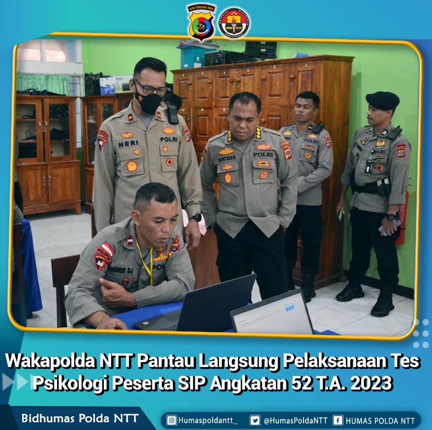 humas_polda_ntt's tweet photo. Sobat Humas Polri!
Wakapolda NTT pantau langsung Pelaksanaan Tes Psikologi peserta SIP Angkatan 52.T.A 2023
#sip52 #divhumaspolri #humaspoldantt_ #birosdmpoldantt #tespsikologi https://t.co/ORZ8smjcFT