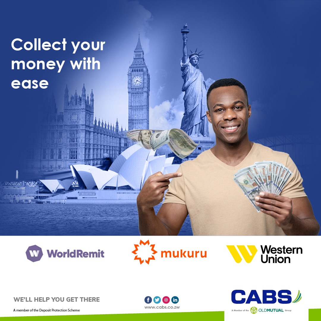 CabsZimbabwe's tweet photo. Get your USD cash sent via Mukuru, Western Union or World Remit from any CABS Branch. #Convenience #USDCash #CABS https://t.co/RvkUxH0Tke