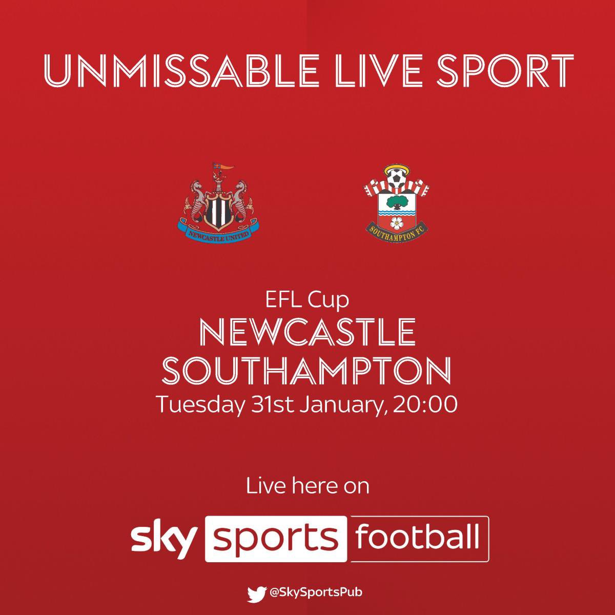 We’ll be open from 7pm tonight for the EFL Cup Semi Final between Newcastle and Southampton. Kick off is 8pm