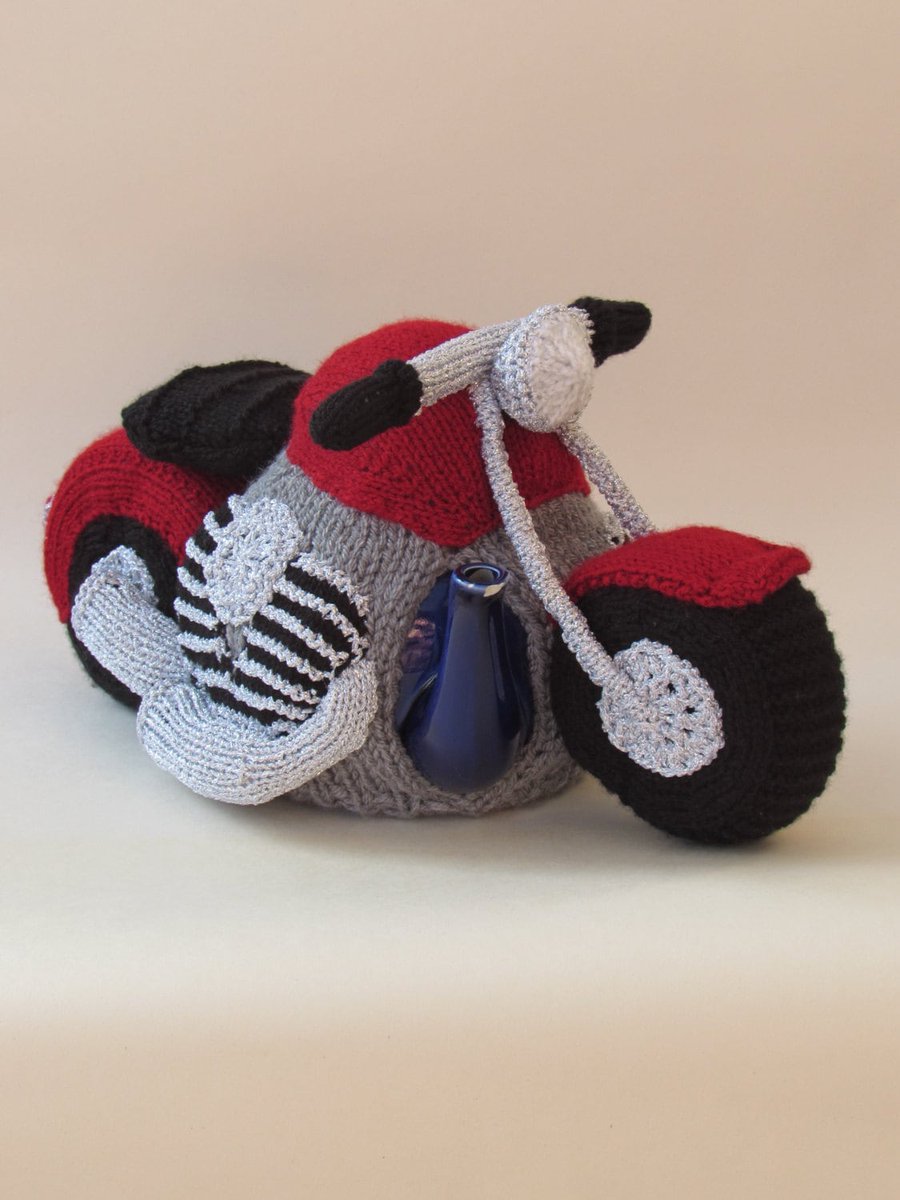 TeaCosyFolk's tweet photo. I love the Motorbike Tea Cosy Knitting Pattern - perfect for petrol heads https://t.co/kGR7FzOmqb #knitting #motorbike #motorcycle #harleydavidson #caferacer #teacosy #knittingpattern #teacosyfolk #vtwinengine #knitting https://t.co/DTy396uIOC