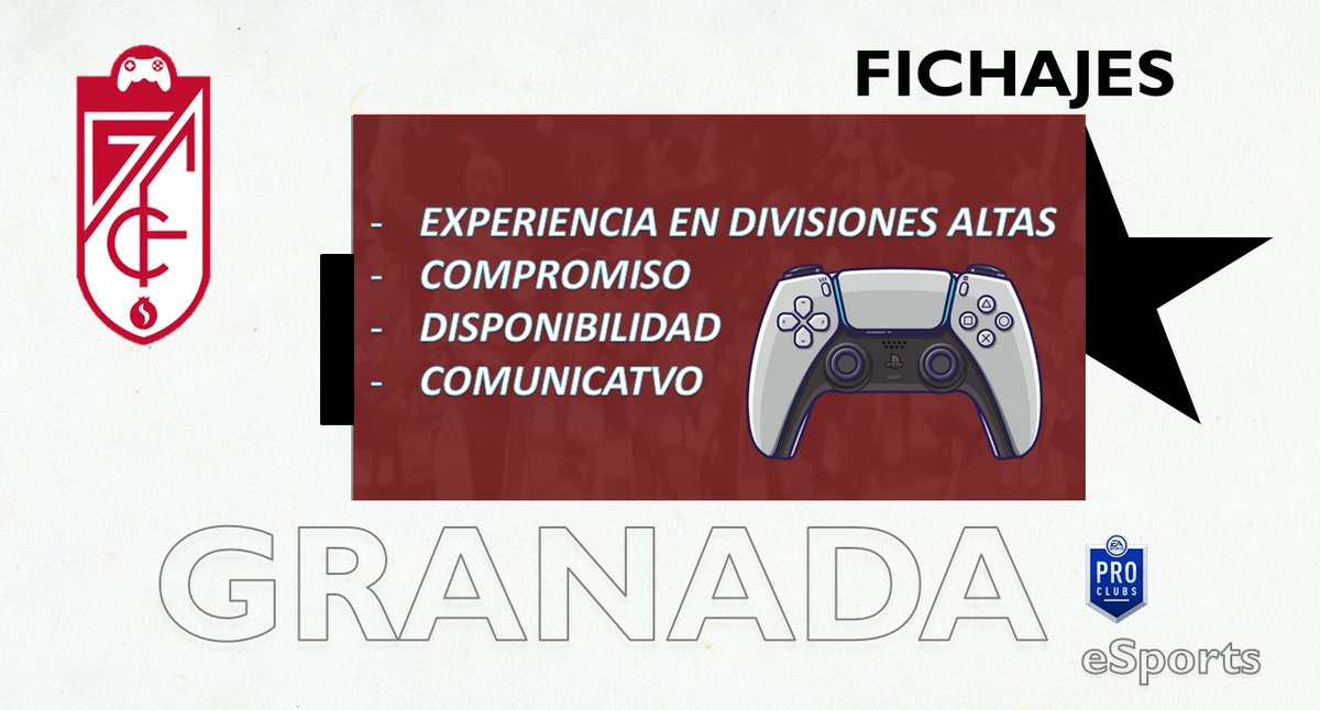 👀 Buscamos jugadores en todas las posiciones para nuestra sección de Clubes Pro.

¡Si quieres realizar las pruebas, contáctanos por MD! 📲❤️

#𝙂𝙧𝙖𝙣𝙖𝙙𝙖𝘾𝙁𝙀𝙨𝙥𝙤𝙧𝙩𝙨 🇦🇹