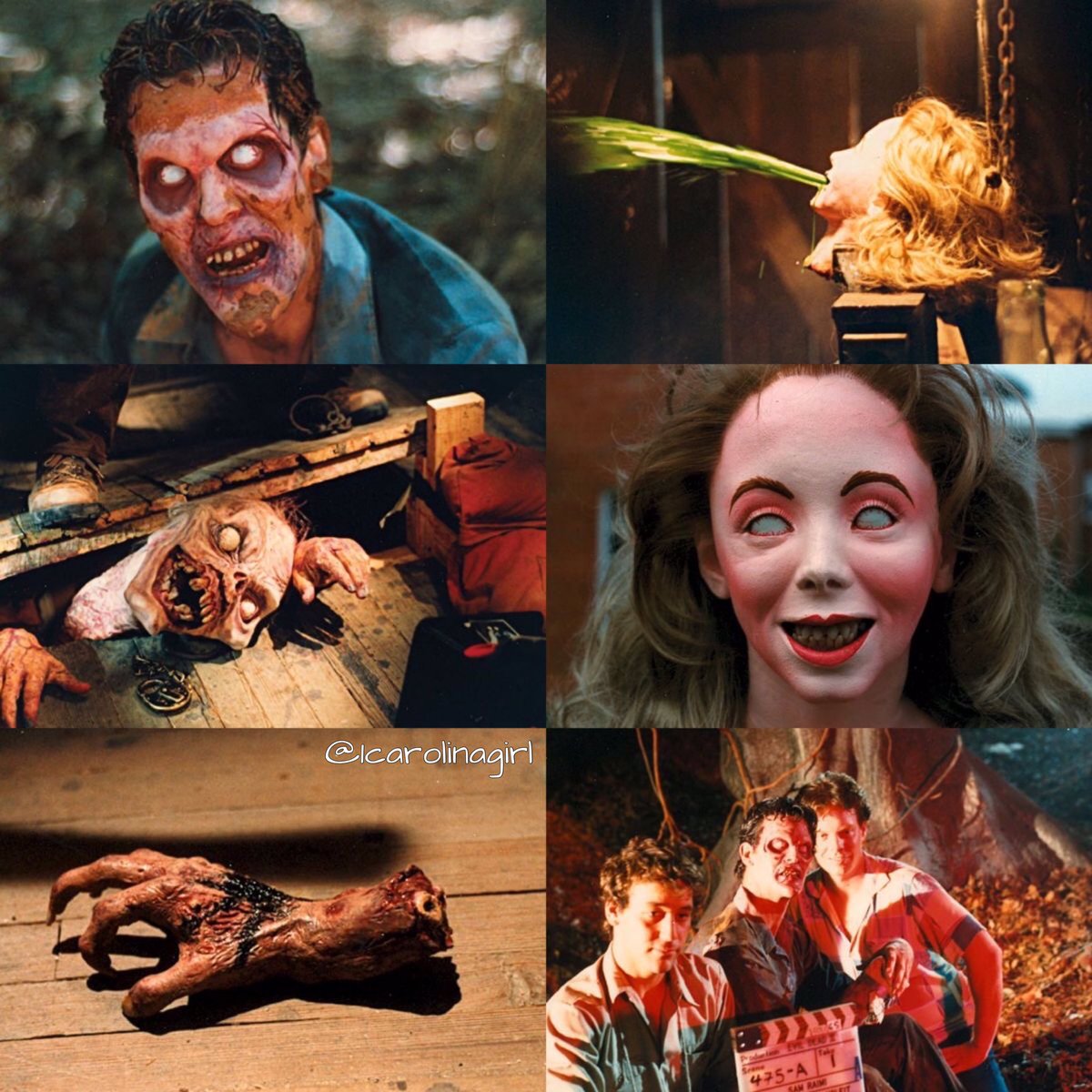 1carolinagirl's tweet photo. Evil Dead 2: Dead by Dawn (1987) 
#BehindTheScenes💀🎬 https://t.co/dH2Z7MnXFC