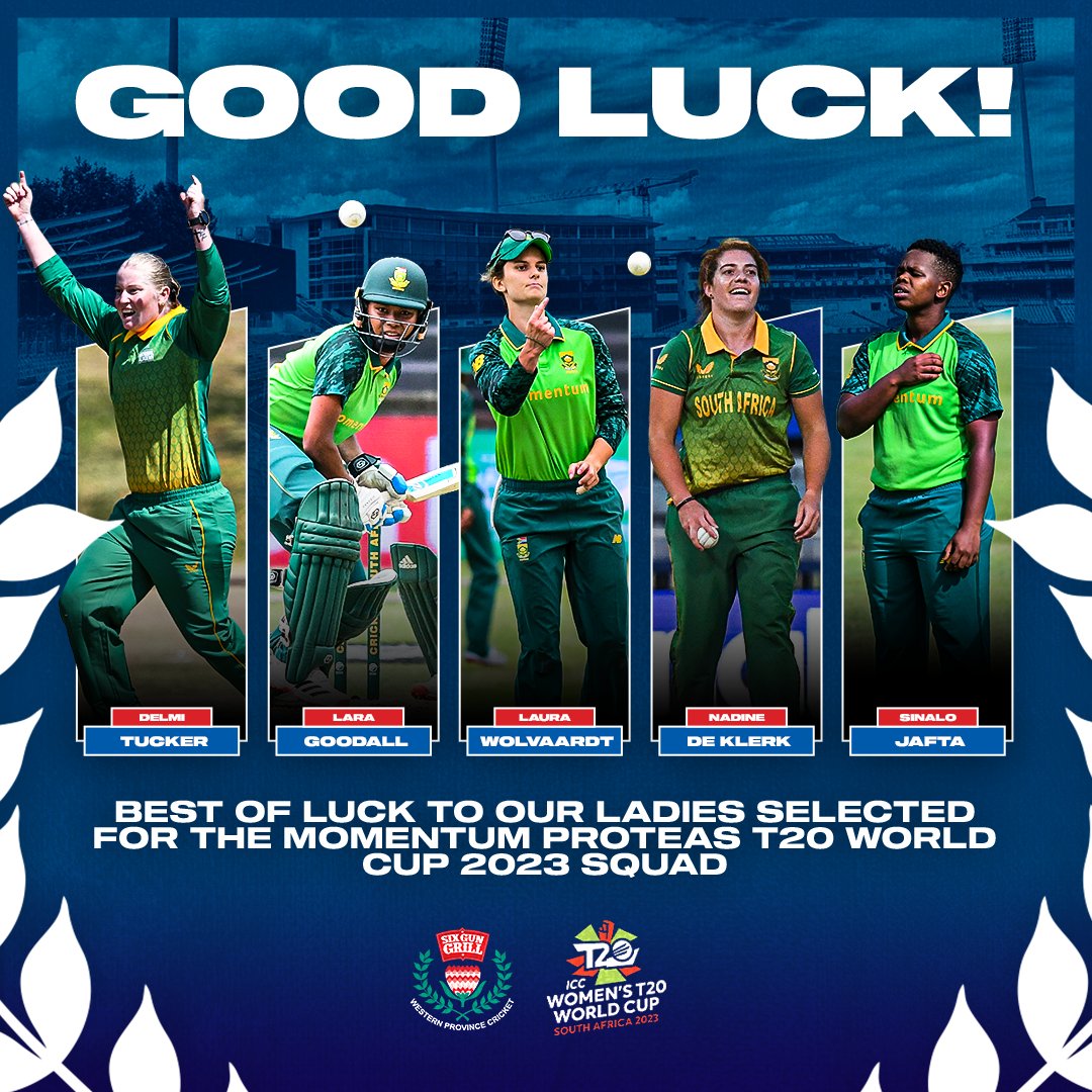 Congratulations on our <a href="/WPWomensCricket/">WPWomenscricket</a> heroes after being included in the <a href="/ProteasWomenCSA/">Proteas Women</a> 15-player squad for the ICC Women’s T20 World Cup! 💃⚡🏏👏

#T20WorldCup