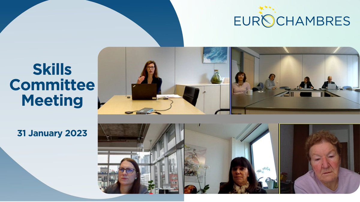 Eurochambres's tweet photo. A lively Skills Committee chaired by our Vice President Martha Schultz today with @EU_Social @ManuelaGeleng on #EuropeanYearOfSkills, #Europass the #EQF and #ECVET.
#Skills are essential to both Europe's recovery and the #twintransition. The #chambernetwork are key players. https://t.co/95Tp9DazeG