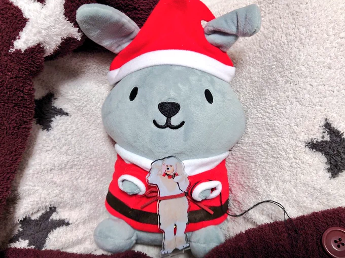 着せた〜〜〜!!!!!可愛すぎじゃろサンタラッピーあとケツにハート付いてんの初めて知った宮舘担の色だね 