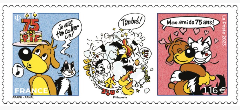 Après PAF ! Le chien🐶 
PIF! Le mag 🗞️ qui fête ses 75 ans 🎂
Il fallait bien un timbre pour fêter cela 🥳  #timbre #laposte <a href="/toutsurletimbre/">ToutSurLeTimbre</a> <a href="/Pifofficiel/">Pif Gadget🔅</a>