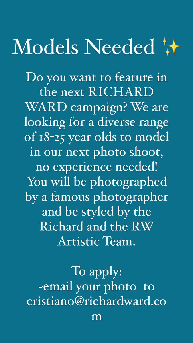 BasciuCristiano's tweet photo. We still casting for models-apply if you think you can be in our next Richard Ward Campaign #richardward #hair #models #futuremodels https://t.co/myufouiaKm