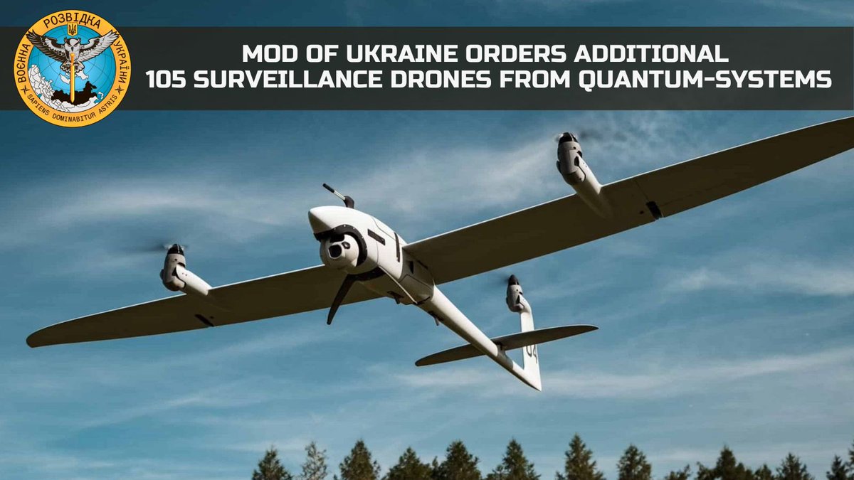 DI_Ukraine's tweet photo. #DIUinforms
‼️ MoD of Ukraine orders additional 105 surveillance drones from Quantum-Systems

🔗 https://t.co/TC2WlThvGo https://t.co/Amb5BrwhHi