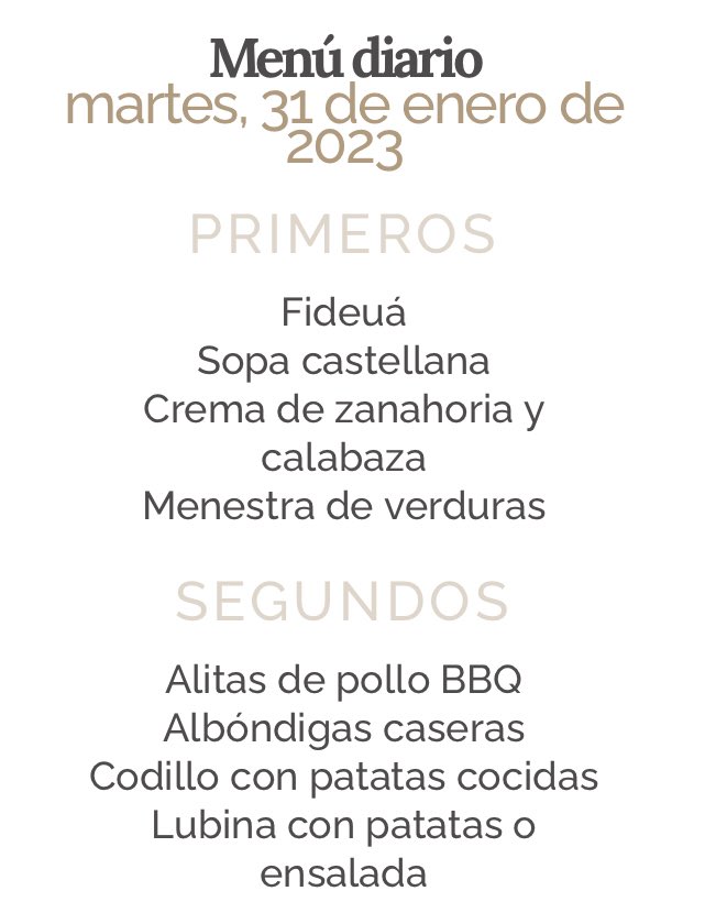 Hoy terminamos el mes de enero con este menú …👍
.
.
#guadarrama #sabor #calidad #menu