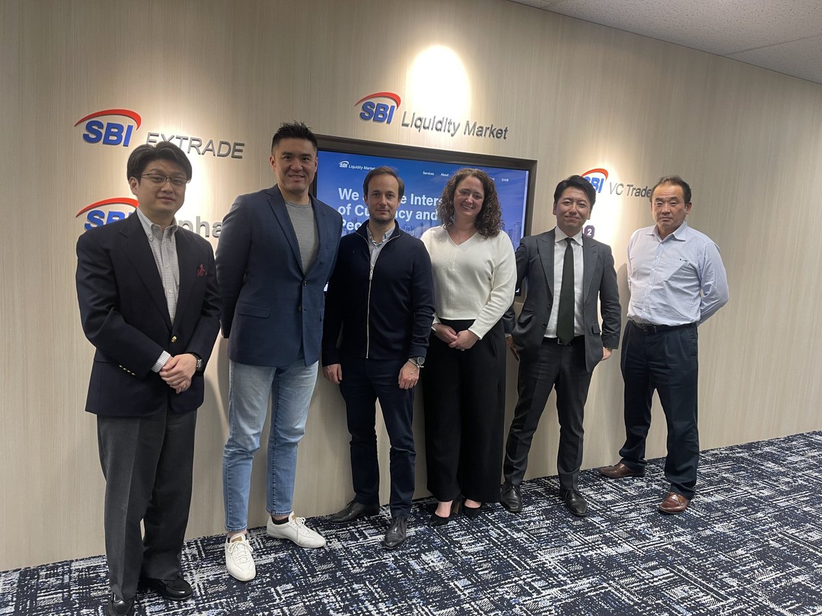 暗号資産マーケットメイカーB2C2（@B2C2Group）マネジメントチームのNicola、Thomasの来日と、Rippleの香田さん（@JK326）の来日のタイミングが合い、SBIのオフィスにて対面では初めてのミーティングをお引き合わせ🤝  SBIVC含めて連携を深め、これからも様々な取り組みを ...