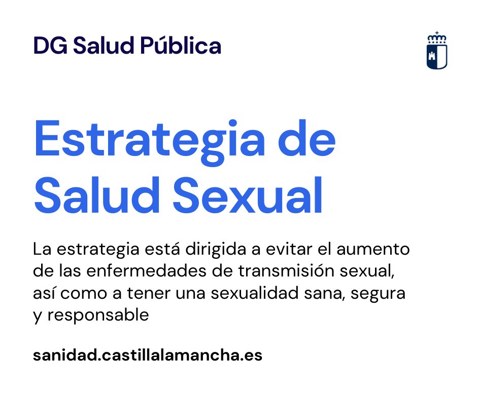 La Estrategia de Salud Sexual para #CLM que se está elaborando tendrá como objetivos: 

🔹Mejora en la detección de ETS
🔹Formación de profesionales
🔹Promoción de la salud sexual

👉 bit.ly/3wOa057
