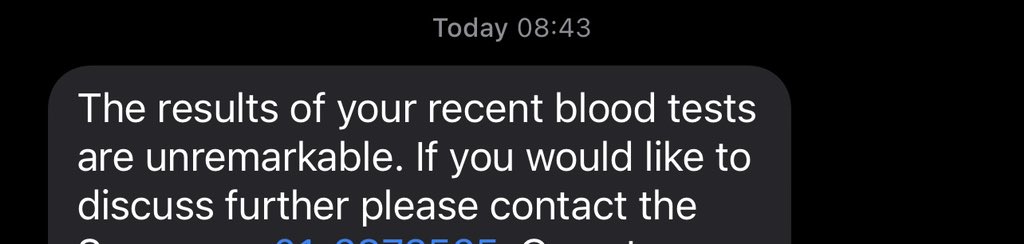 I do so many blood tests that my doctor just texts me the results 😂😂😂