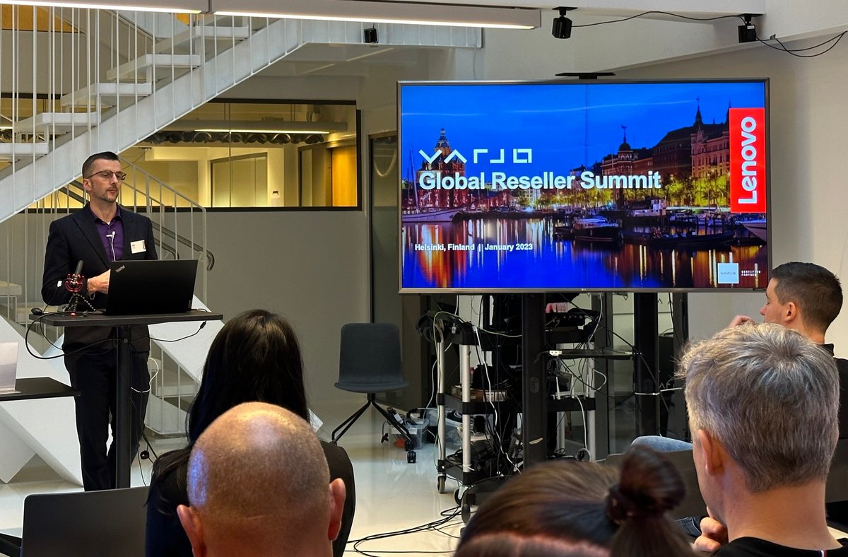 MrWorkstationUK's tweet photo. It was an honor to be invited to speak and represent @thinkstations at this year's @varjodotcom global reseller summit in Helsinki, sharing best practices in #ProXR engagement, selling and networking with like minded resellers from across the globe. #ResolutionRevolution https://t.co/yIaR0NH7jA