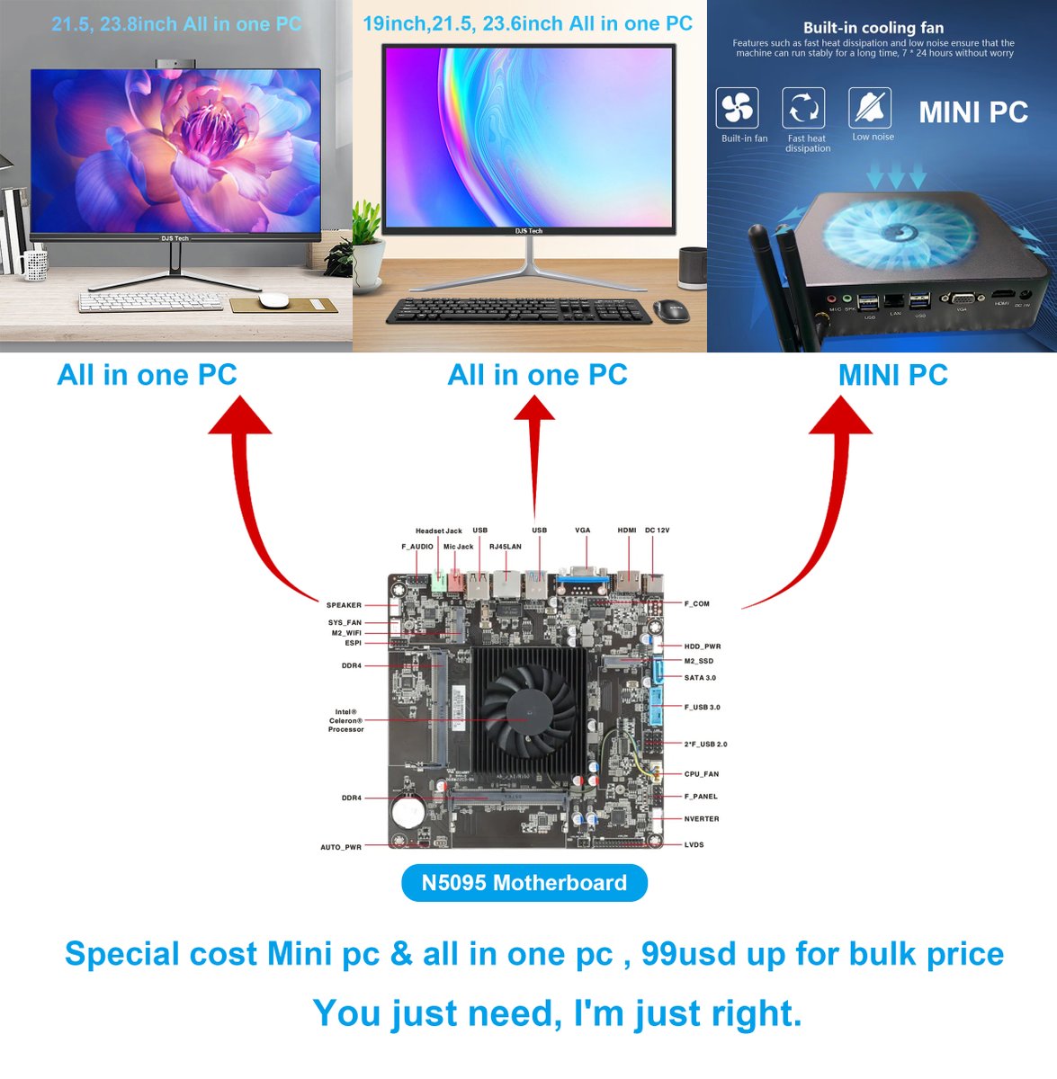 Special cost Mini pc & all in one pc , 99usd up for bulk price .  You just need, I'm just right.
#allinonepc #desktopcomputer #minipc #n5095