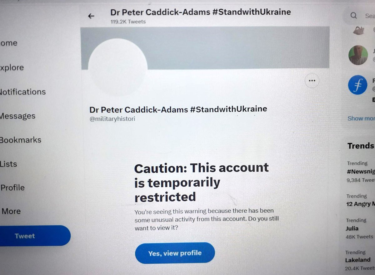 HistoryCove's tweet photo. Arrrrggghhh.
Another blight on my @militaryhistori account.
This incomprehensible message appeared this morning. 
2nd time this month, Elon...
Please spread the word.
Hopefully normal service soon resumed, but keep an eye on me here
Grrrrrrrrrr https://t.co/2BuOphDmMX