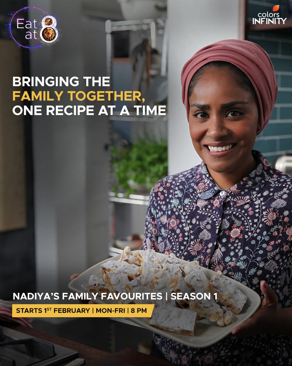 colors_infinity's tweet photo. Get ready to cook up a storm with Nadiya Hussain and her family's favourite dishes!
Watch Nadiya’s Family Favourites Mon-Fri at 8 PM, premiering tomorrow, only on #ColorsInfinity.
#NadiyasFamilyFavourites #EatAt8 #EatAt8OnColorsInfinity #CulinaryShows #Recipes #CookingShows https://t.co/LoiPxjrrXg