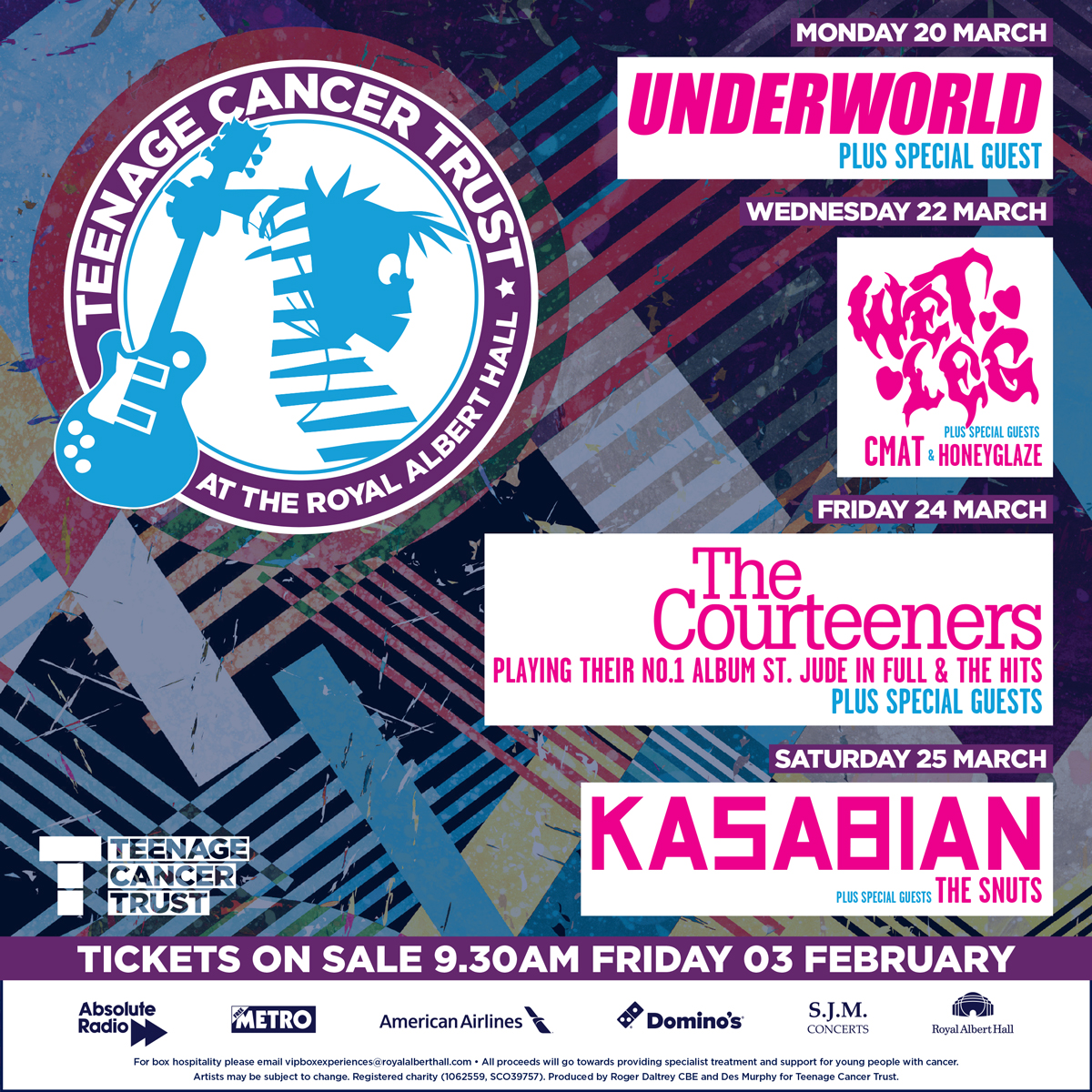 TeenageCancer's tweet image. We’re so excited to announce the line-up for #TeenageCancerGigs 2023 at the @RoyalAlbertHall! 
Tickets on sale Friday 3 Feb at 9:30am 👇
teenagecancertrust.org/gigs