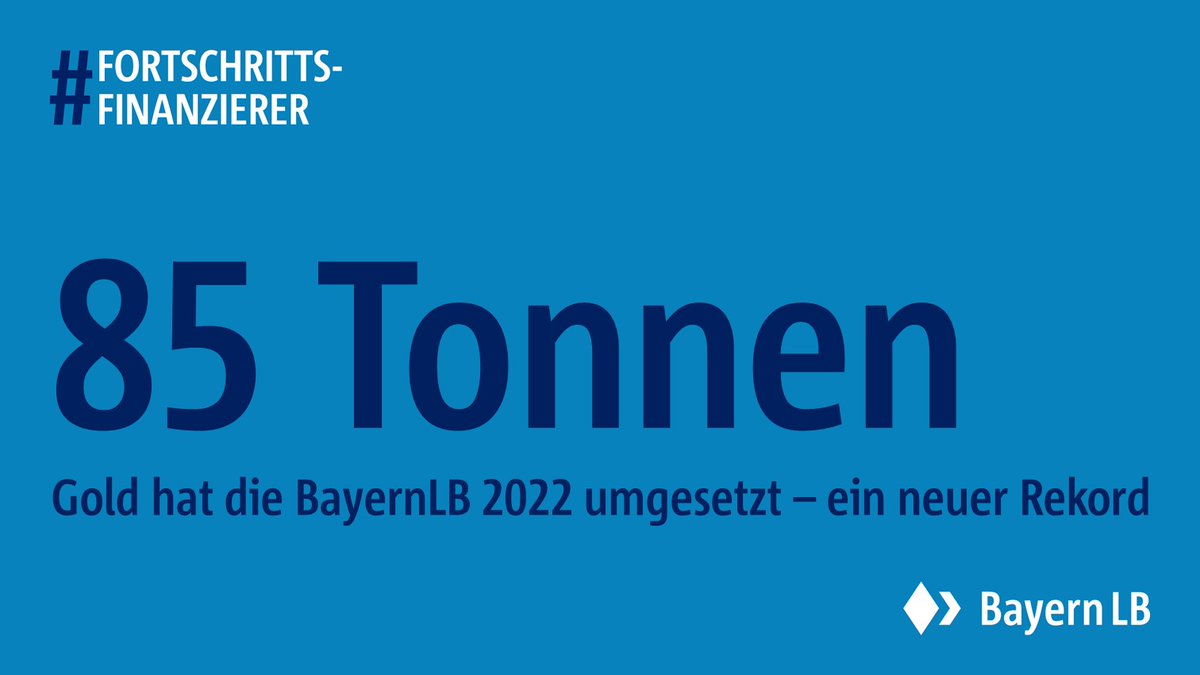 Die BayernLB hat im Edelmetall-Geschäft ein starkes Jahr 2022 hingelegt. Insgesamt handelte die Bank rund 787 Tonnen Edelmetalle. Das entspricht dem Gewicht von 130 ausgewachsenen afrikanischen Elefantenbullen: bit.ly/3RgjAHH

#bayernlb #gold #edelmetall