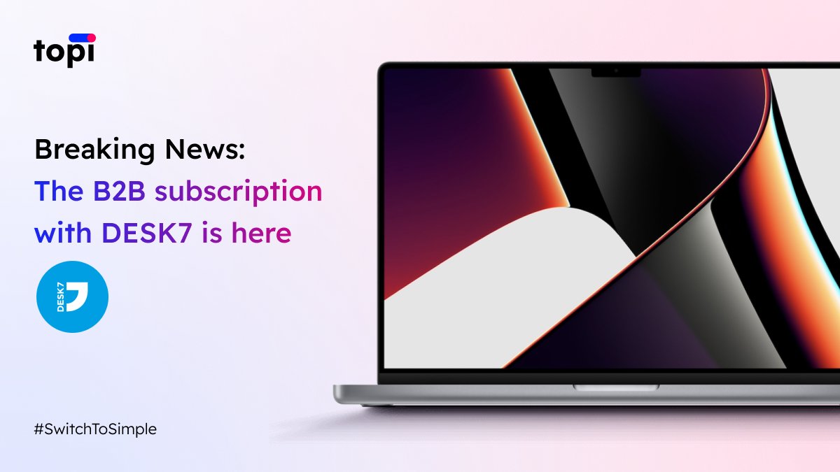 🎉 Fantastic news for all entrepreneurs and businesses: We’re proud to announce our partnership with DESK7. 🎉

Say goodbye to the hassle of buying expensive IT equipment and hello to the convenience of renting top-notch hardware with our B2B subscription solution.