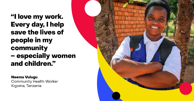 GlobalFund's tweet photo. Community health workers are leading the fight to reach #HealthForAll.

Neema is a community health worker supporting 178 households to tackle #malaria and other diseases in #Tanzania.