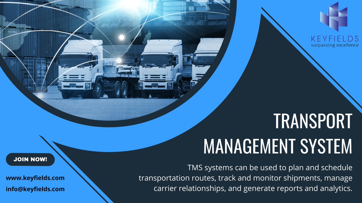 Say goodbye to transportation headaches! KEYFields Transport Management System provides real-time tracking, optimized routes, and cost savings #Transportation #Logistics #SupplyChainManagement #TransportManagementSystem #WarehouseManagementSystem