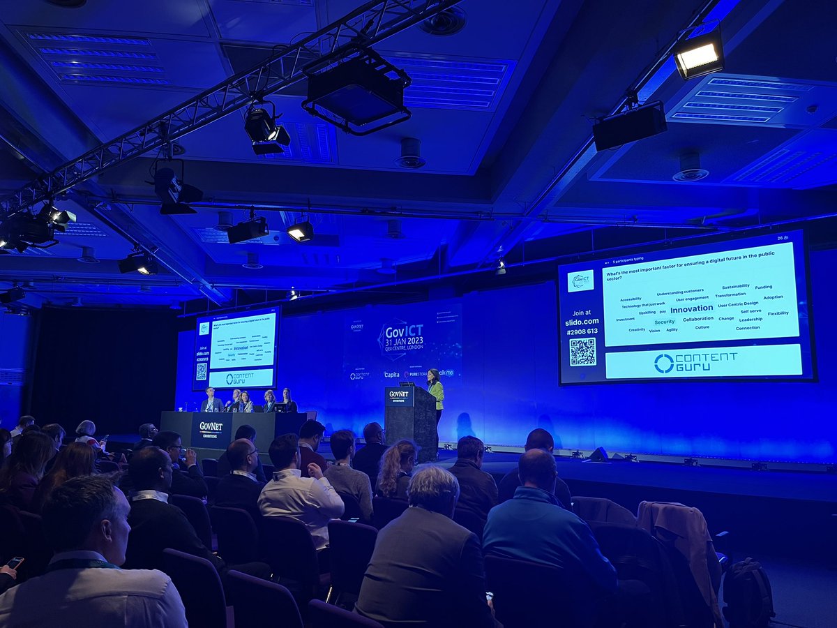 DigiGovExpo's tweet photo. A warm welcome to our morning chair, Nadira Hussain, CEO @Socitm as she kickstarts the day with engagement from the audience! #GovICT2023 https://t.co/icT7FPoYTF