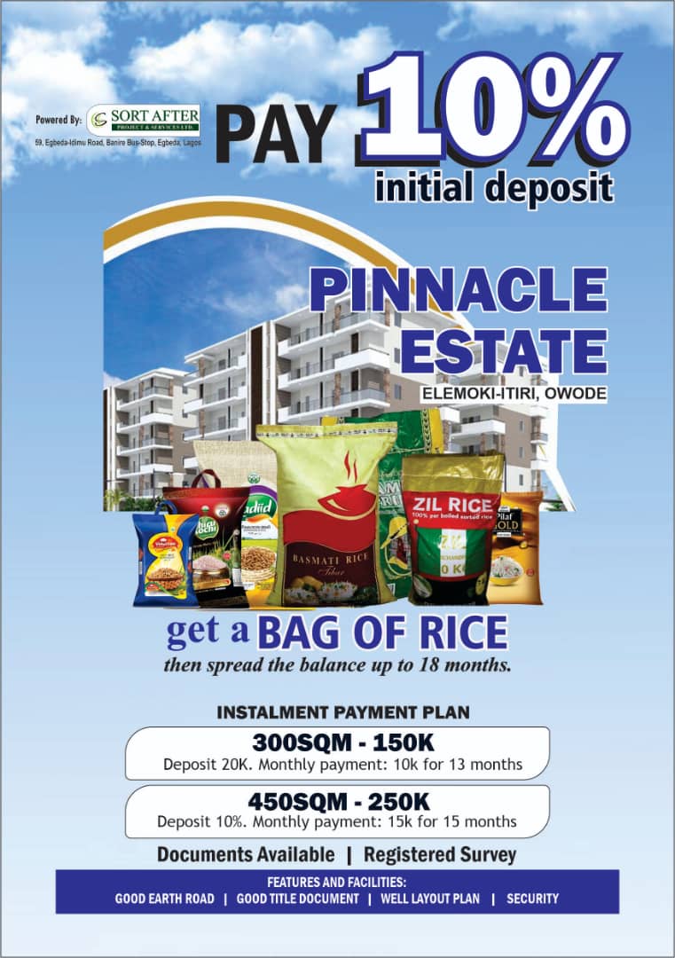sortafterpro's tweet photo. When you are looking for a well-secured real estate investment that is affordable, check the image below. 
An investment PINNACLE ESTATE leaves you with high return on investment and guaranteed peace of mind

Contact us today for more inquires 

#RealEstate #LagosState #ogunstate https://t.co/0zRtiQURmj