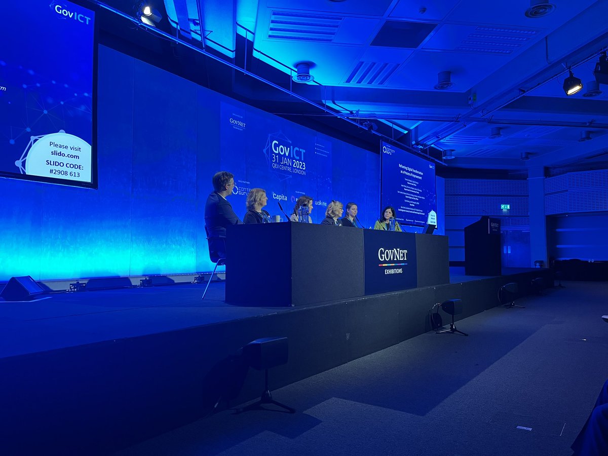 DigiGovExpo's tweet photo. Our keynote opening panel is underway with @SnowflakeDB @tradegovuk @PeterboroughCC @NAOorguk @cabinetofficeuk offering some fantastic insights into digital transformation #GovICT2023 https://t.co/cUWl0QSH7g