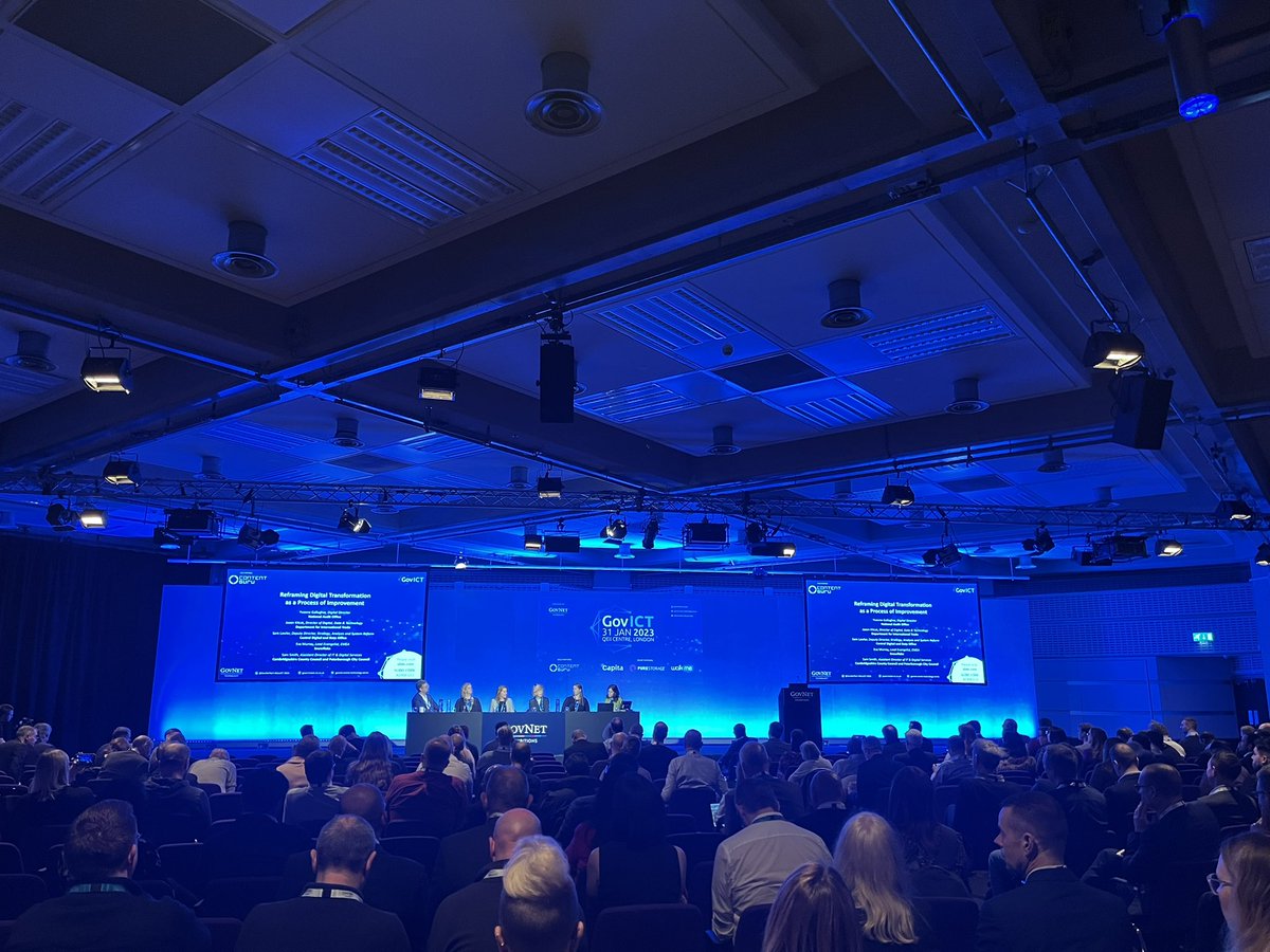 DigiGovExpo's tweet photo. Our keynote opening panel is underway with @SnowflakeDB @tradegovuk @PeterboroughCC @NAOorguk @cabinetofficeuk offering some fantastic insights into digital transformation #GovICT2023 https://t.co/cUWl0QSH7g
