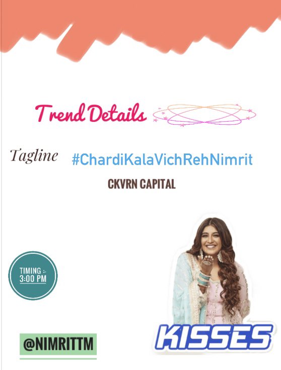NimritTM's tweet photo. ꧁ TAGLINE REVEAL ꧂

     #ChardiKalaVichRehNimrit

✪ Don't use other hastags 
✪ Don’t use emojis , pics , numbers and alphabets 
✪ Location set to India ✔︎ https://t.co/hzYSoqgNHE