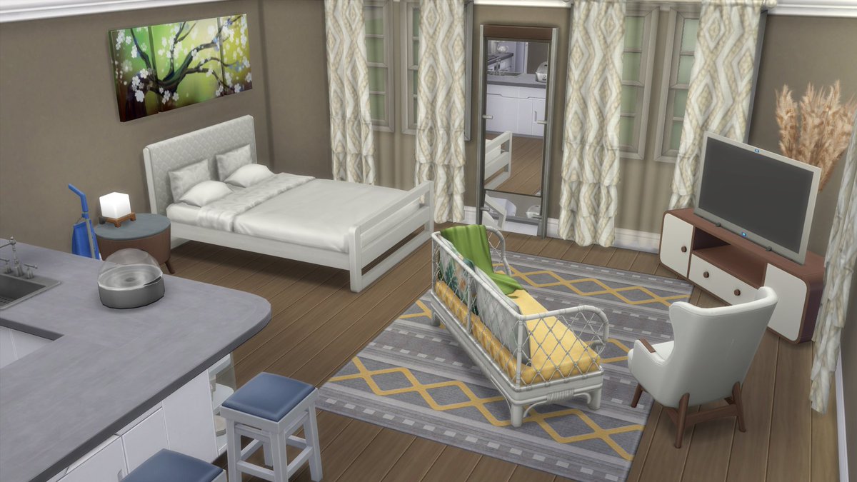 Psycho_Sim's tweet photo. I'm building an apartment complex. Not sure how many studios, 1 be, &amp; 2 Br I'm going to have, but here the 1st studio. I got lazy with the bathrooms &amp; used one I've had in my gallery for ages. I did tweak it some though. https://t.co/iiuhRfZafK